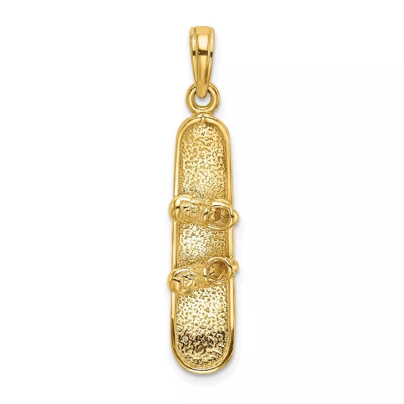 14k Yellow Gold Solid Polished 3-D Snowboard Charm Pendant yellow