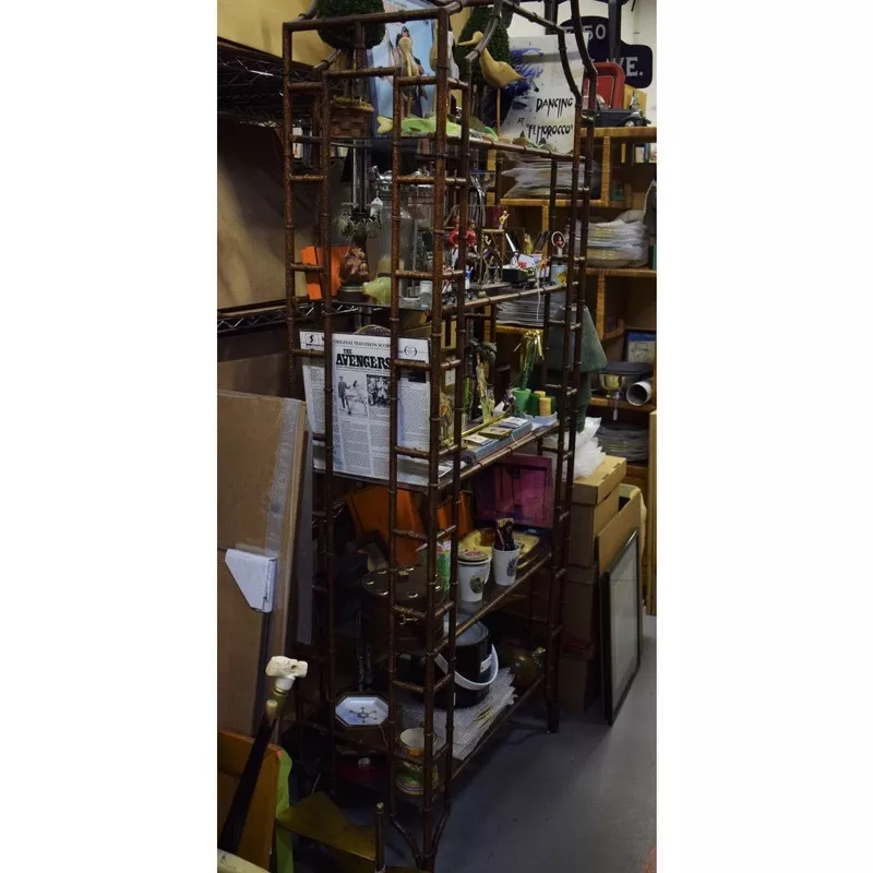 "Bronze Chinoiserie Bamboo Pagoda 5 Shelf Etagere"