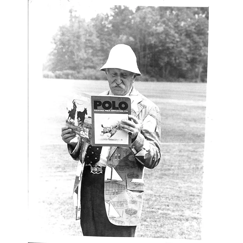 "The Official Preppy Heywood Hale Broun at Saratoga Polo Match" c1980 B&W Photo