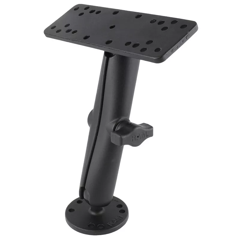 RAM Mount 1" Diameter Ball Mount w-Long Double Socket Arm, 6.25" x 2" Rectangle Base & 2.5" Round Base (AMPS Pattern)