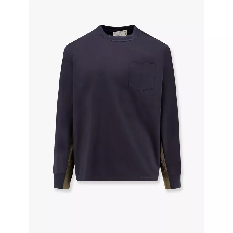 Sacai Cotton T-Shirt With Nylon Insert