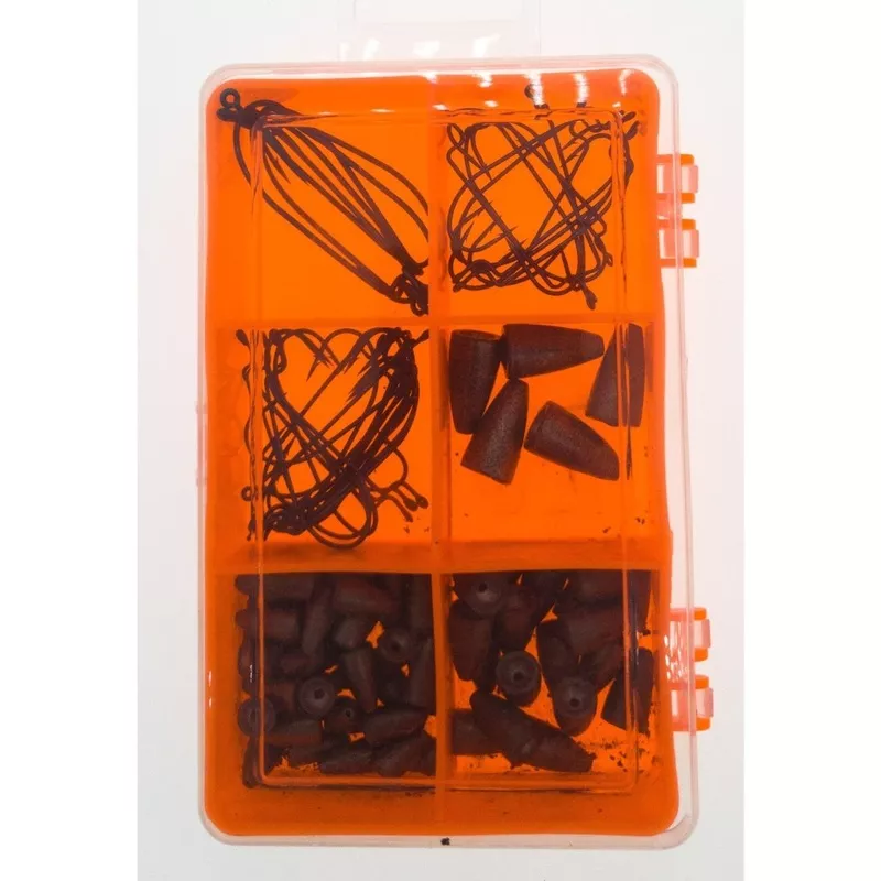 South Bend Value Pack Worm Weights/Hooks w/Utility Box 105 Pieces