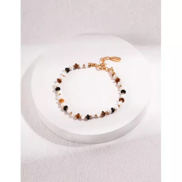 Tiger Eye Stone With Black Onyx Bracelet