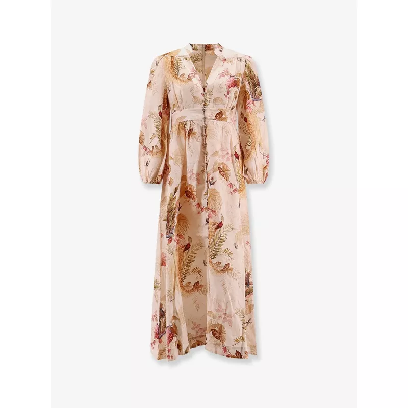 Zimmermann Ascension Plunge Linen Midi Dress